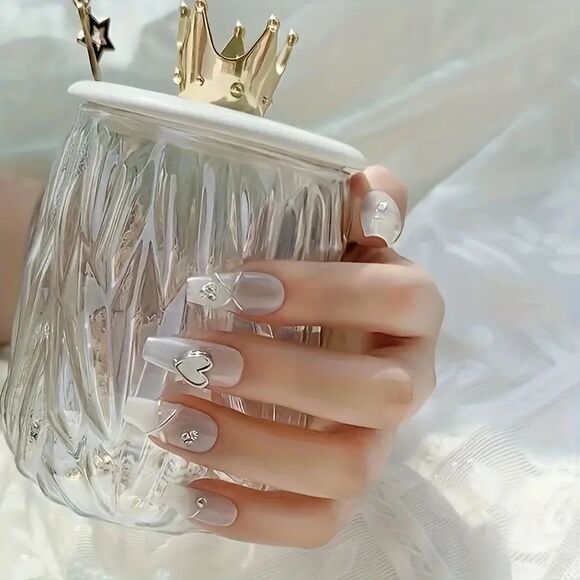 10PCS Y2K Coffin Cute Demure Pastel Press on Nails, Medium Length- XS, S, M, L - Picture 3 of 6